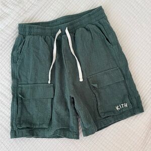 KITH Kids Dark Green Cargo Shorts Size 10/12 NYC Boutique Summer Pockets